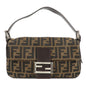 FENDI Mamma Baguette Zucca Canvas Shoulder Bag Brown Black 26424