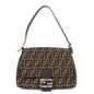 FENDI Mamma Baguette Zucca Canvas Leather Shoulder Bag 26325