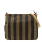 FENDI Pequin Canvas Leather Shoulder Bag Brown Black