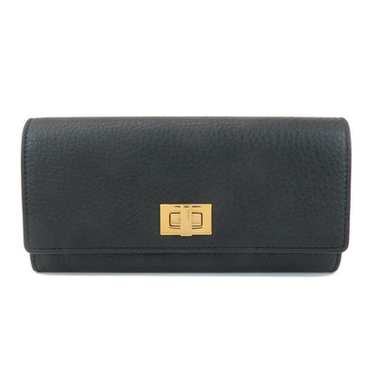 FENDI Leather Peekaboo Bi-fold Long Wallet Black 8M0427