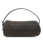 FENDI Zucchino Canvas Leather Pouch Hand Bag Black Brown 7N0016