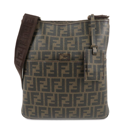 FENDI Zucca Print PVC Shoulder Bag Khaki Black 7VA207
