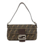 FENDI Mamma Baguette Canvas Shoulder Bag Brown Black 26424