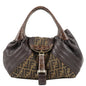 FENDI Zucca Canvas Leather Spy Bag Brown Black 8BR511