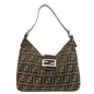 FENDI Zucca Canvas Leather Shoulder Bag Brown Black 26569