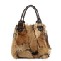 FENDI Fur Leather Tote Bag Hand Bag Shoulder Bag Brown 8BR286