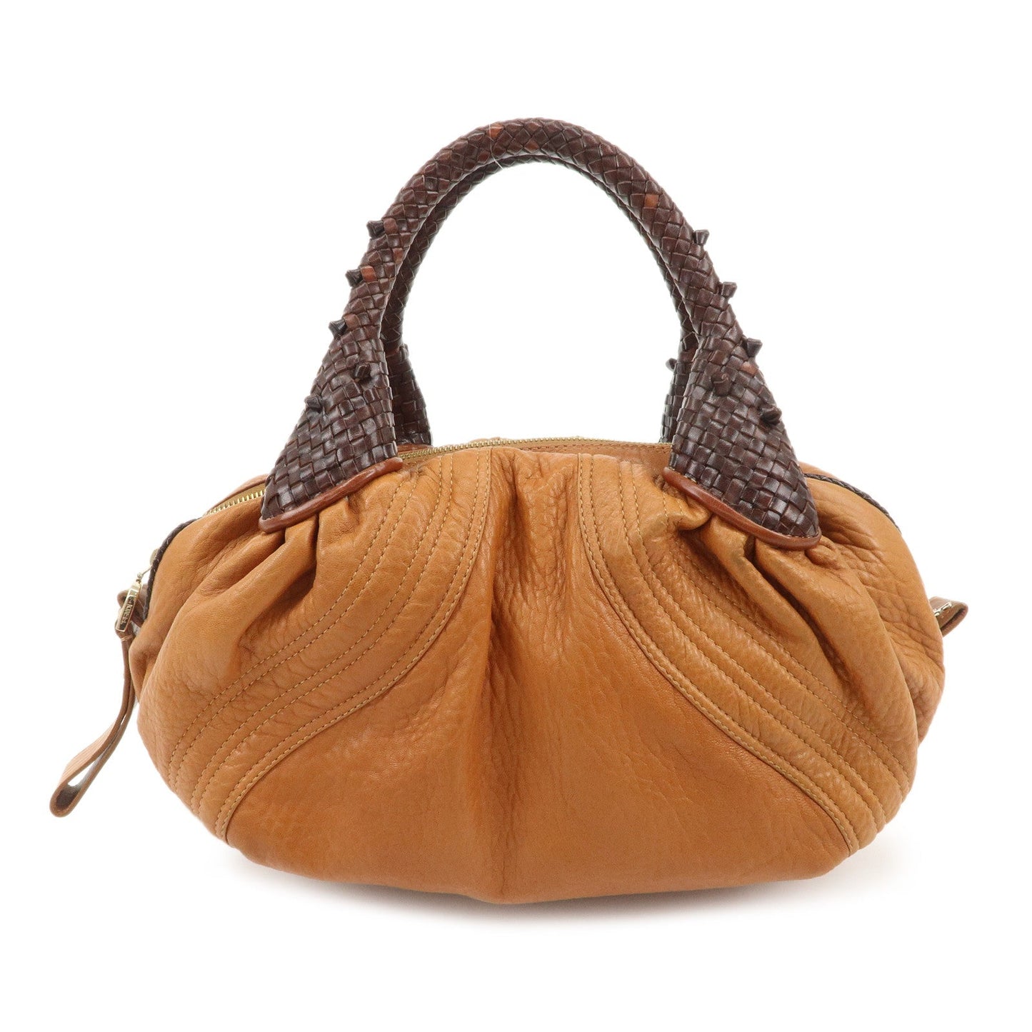 FENDI Leather Mini Spy Bag Hand Bag Brown Dark Brown 8BL078