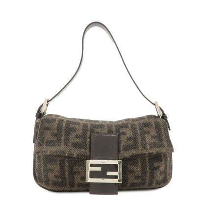 FENDI Mamma Buguette Zucca Wool Leather Shoulder Bag 26424