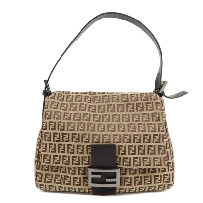 FENDI Zucchino Canvas Leather Mamma Bucket Shoulder Bag 8BR001