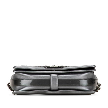 Chanel Boy Chanel 25 Chain Shoulder Bag Khaki Silver Leather Chanel