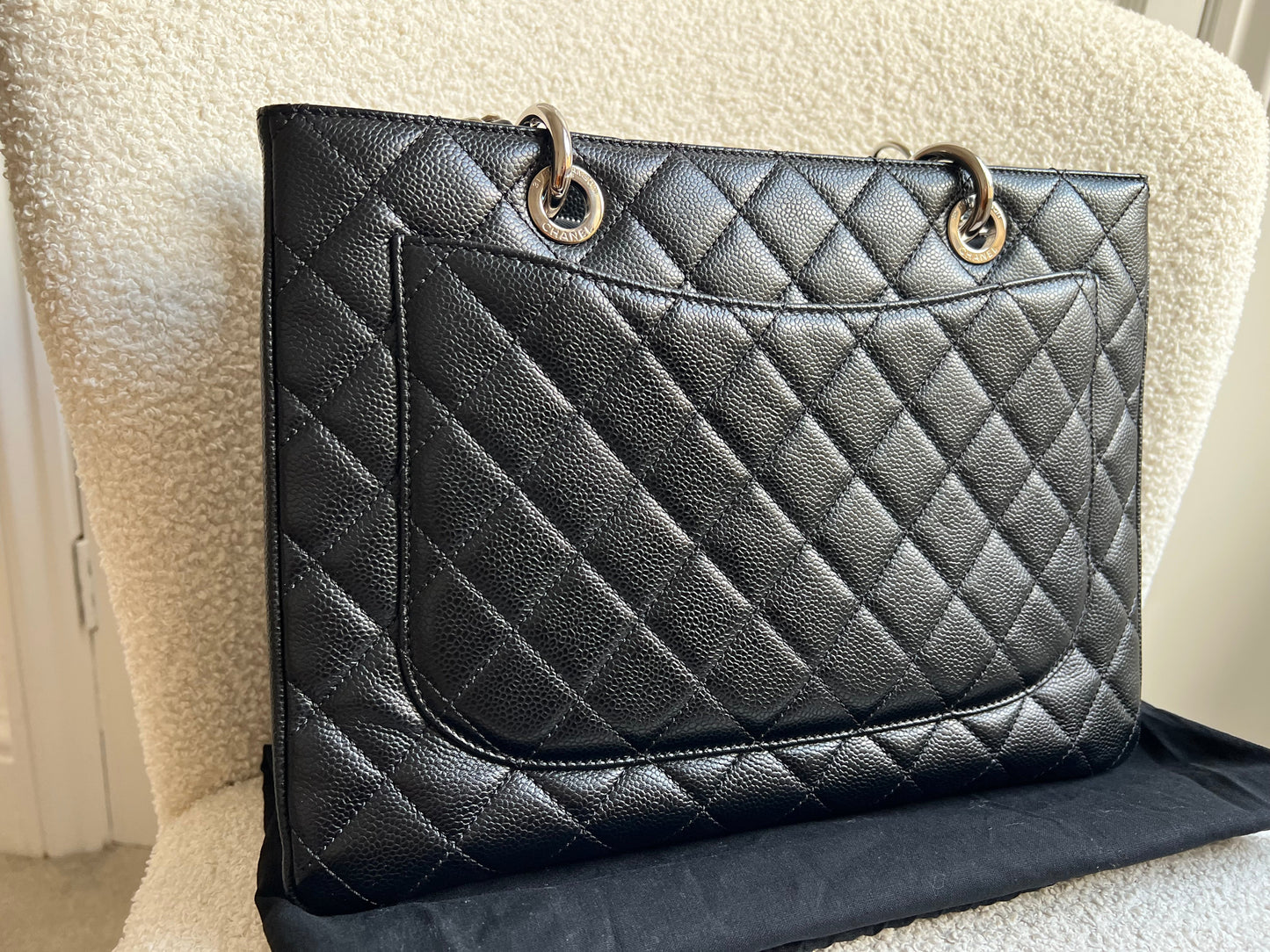 Chanel Black Caviar Grand Shopper Tote (GST) Silver Hardware