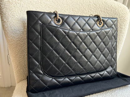 Chanel Black Caviar Grand Shopper Tote (GST) Silver Hardware