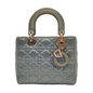 Lady Dior Small My AbcDior Grey Silk Handbag Crystal Charms