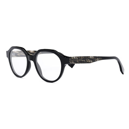 Fendi Eyeglasses Oval Full Rim, Black Frame and Clear Demo Lenses Lens FE50049I001