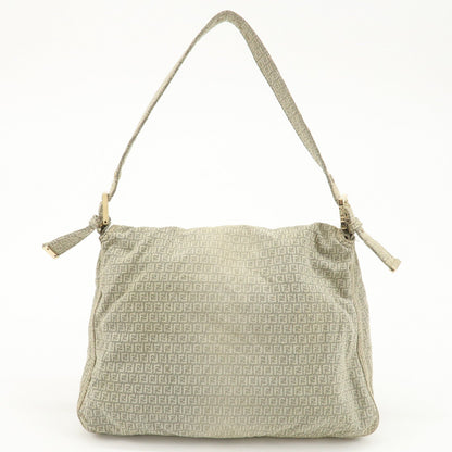 FENDI Mamma Baguette Micro FF Canvas Shoulder Bag Gray 8BR001