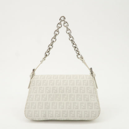 FENDI Mini Mamma Baguette Zucchino Canvas Leather Shoulder Bag