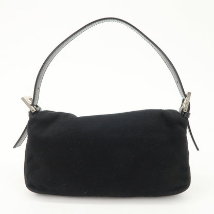 FENDI Mamma Baguette Cashmere Leather Shoulder Bag Black 26424
