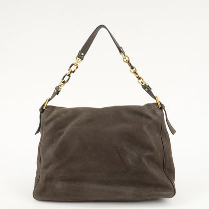 FENDI Big Mamma Baguette Leather Chain Shoulder Bag 8BR638
