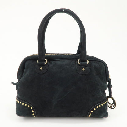 FENDI Suede Studs Mini Boston Bag Black 8BL076