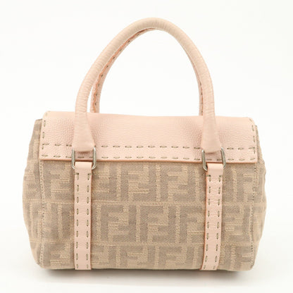 FENDI Zucca Selleria Leather Mini Linda Hand Bag Pink 8BR486