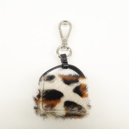 FENDI Pony Hair Leather Pico Baguette Charm Brown 7AS133