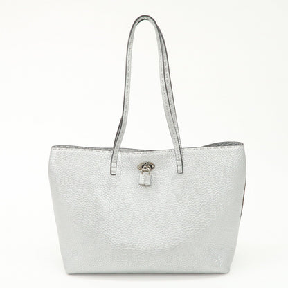 FENDI Selleria Leather Small Carla Tote Bag Silver 8BH257