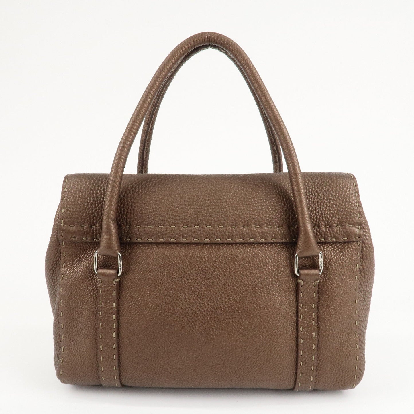 FENDI Selleria Leather Linda Hand Bag Brown 8BR547
