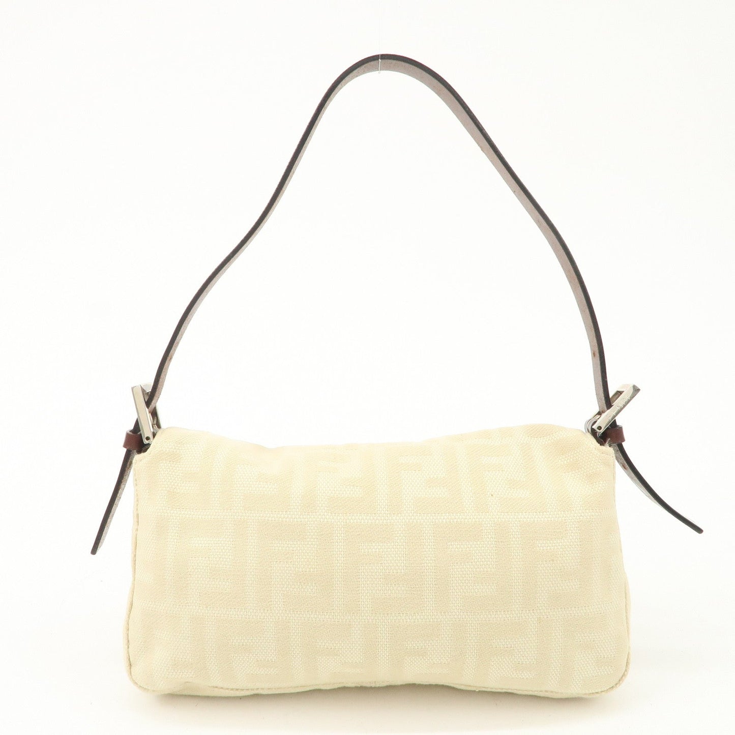 FENDI Zucca Mamma Baguette Canvas Shoulder Bag Beige White 26424