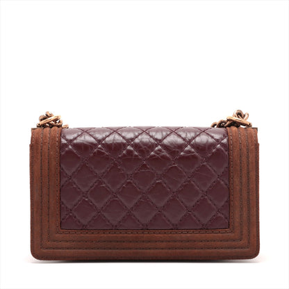Chanel Boy Chanel 25 Leather X Suede Chain Shoulder Bag Bordeaux X Brown G 18th