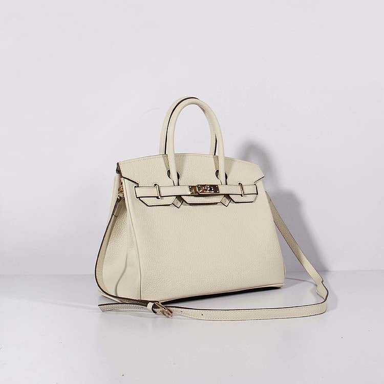 Luxury Hermes 30Cm Birkin Bag Togo Leather With Strap Beige Gold