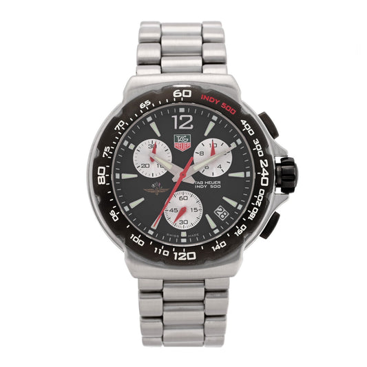 Stainless Steel 41mm Formula 1 Indy 500 Chronograph Quartz Watch Black CAC111A