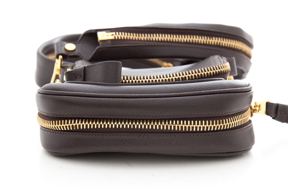 Tom Ford Chocolate Mini Jennifer Crossbody Zipper Strap Handbag