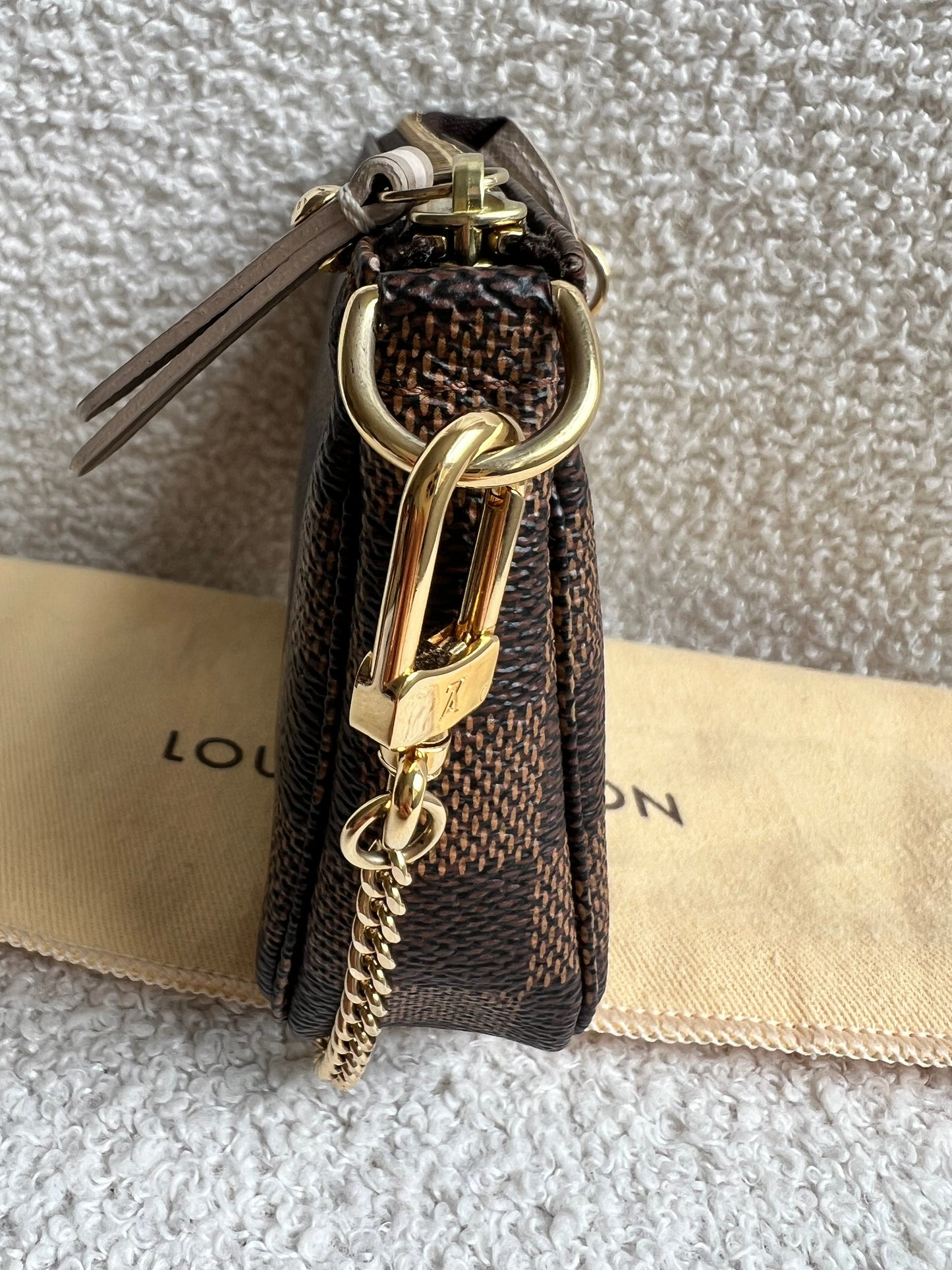 Louis Vuitton Limited Edition Trunks and Locks Mini Pochette Accessoires in Damier Ebene
