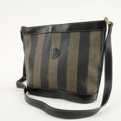 FENDI Pequin PVC Leather Shoulder Bag Black Brown 11644
