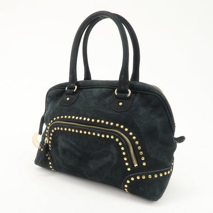 FENDI Suede Studs Mini Boston Bag Black 8BL076