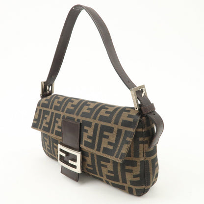 FENDI Zucca Mamma Baguette Canvas Shoulder Bag Brown Black 26424