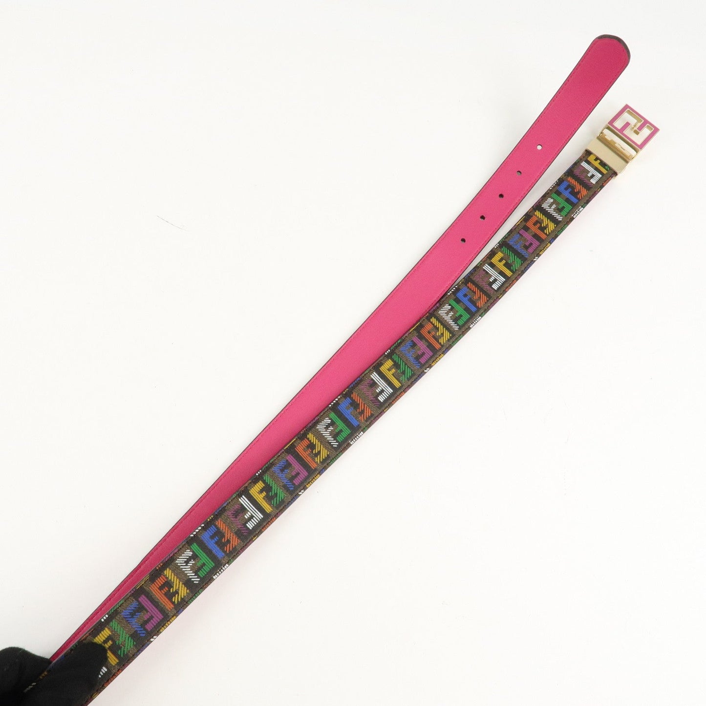 FENDI Zucchino PVC FF Logo Belt Multi Color