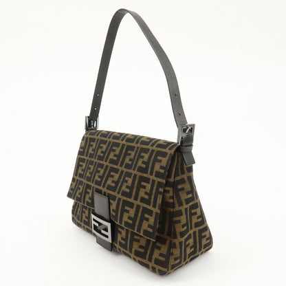 FENDI Mamma Baguette Zucca Canvas Leather Shoulder Bag 8BR001