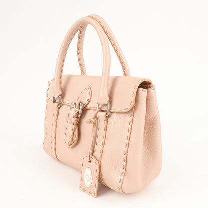 FENDI Selleria Leather Mini Linda Hand Bag Pink 8BR486