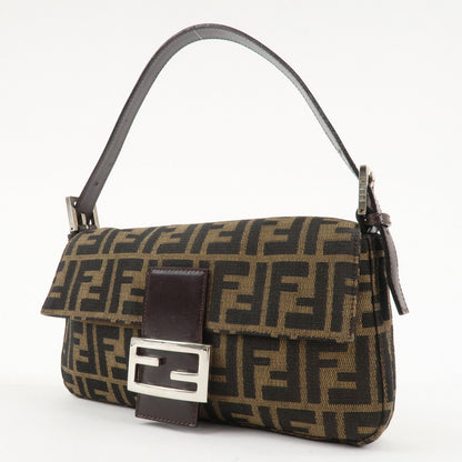 FENDI Mamma Baguette Zucca Canvas Shoulder Bag Brown 26424