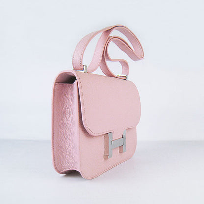 Luxury Hermes Constance Cowskin Leather Bag Pink Silver