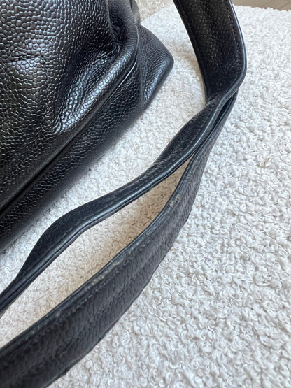 Chanel Vintage Black Caviar Chain Tote with Gold Hardware