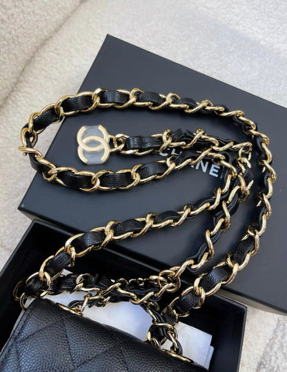 Chanel 21B Caviar Mini Chain Belt Bag Gold Hardware