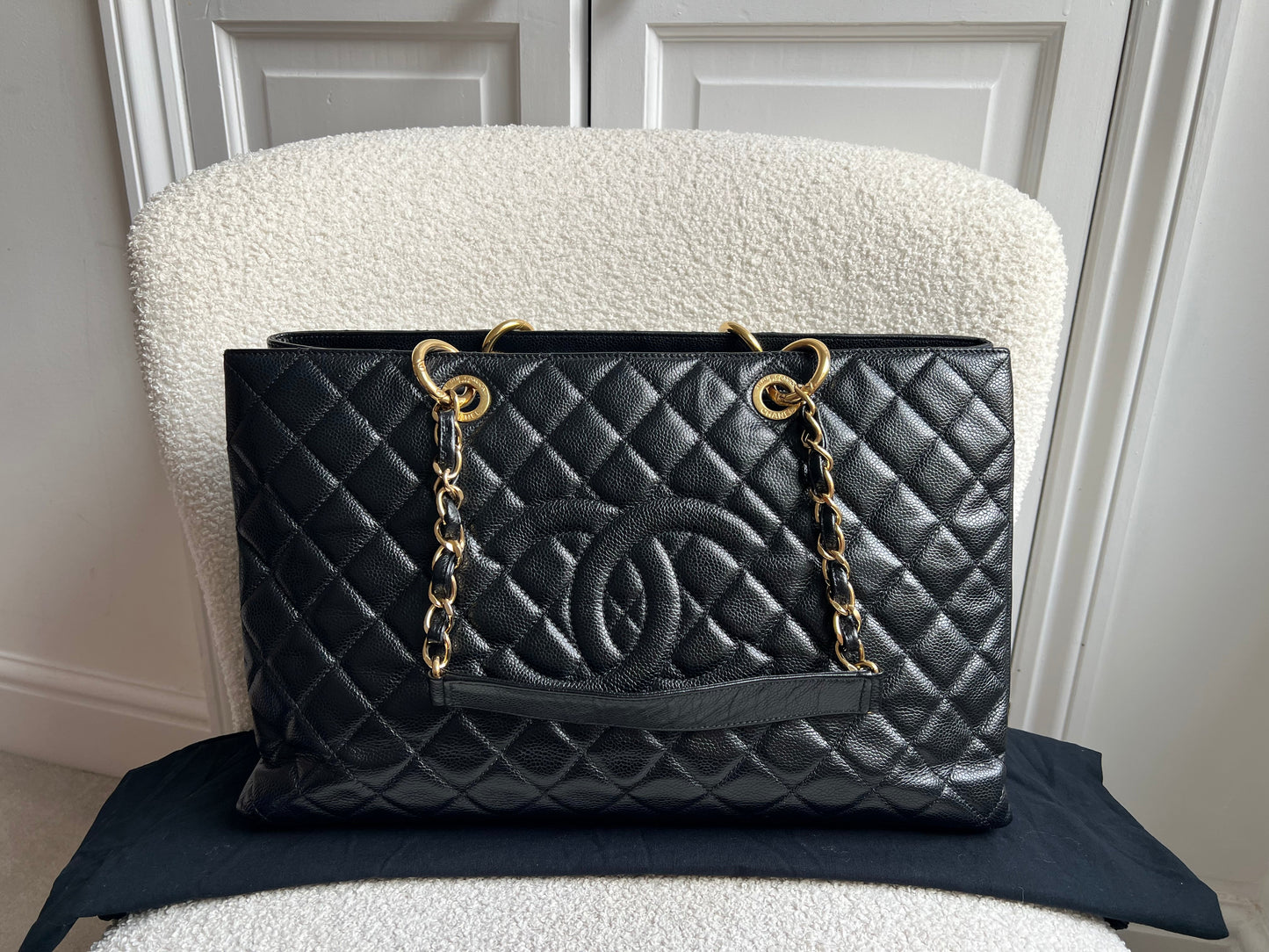 Chanel XL Black Caviar Grand Shopper Tote Gold Hardware (GST)
