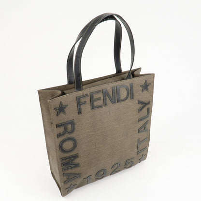FENDI PVC Leather Tote Bag Hand Bag Shoulder Bag Brown Black