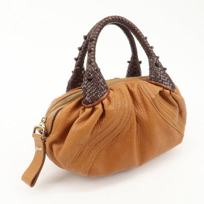 FENDI Leather Mini Spy Bag Hand Bag Brown Dark Brown 8BL078
