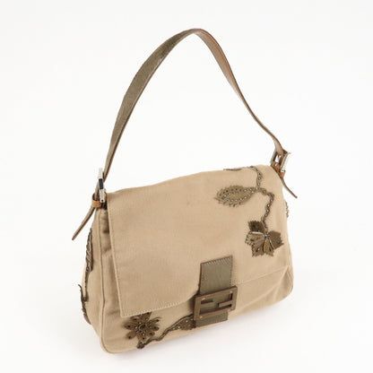 FENDI Mamma Baguette Wool Unborn Calf Shoulder Bag 26325