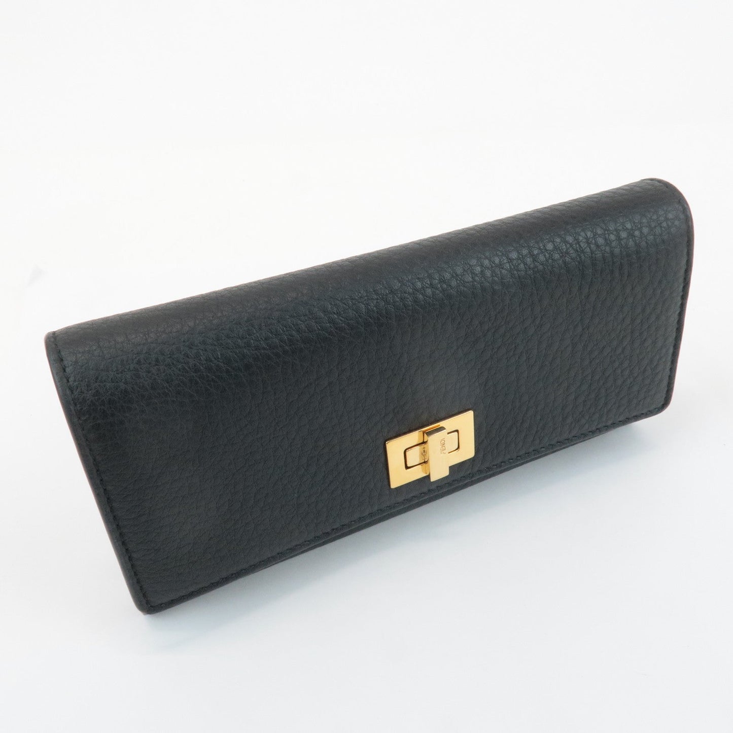 FENDI Leather Peekaboo Bi-fold Long Wallet Black 8M0427