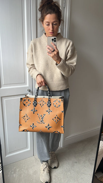Louis Vuitton Limited Edition On the Go GM Jungle Giant Monogram Ivory Havana Beige (RRP £2,450)