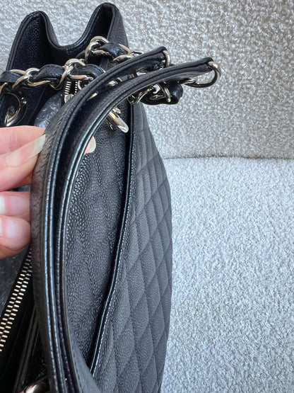 Chanel Black Caviar Grand Shopper Tote (GST) Silver Hardware